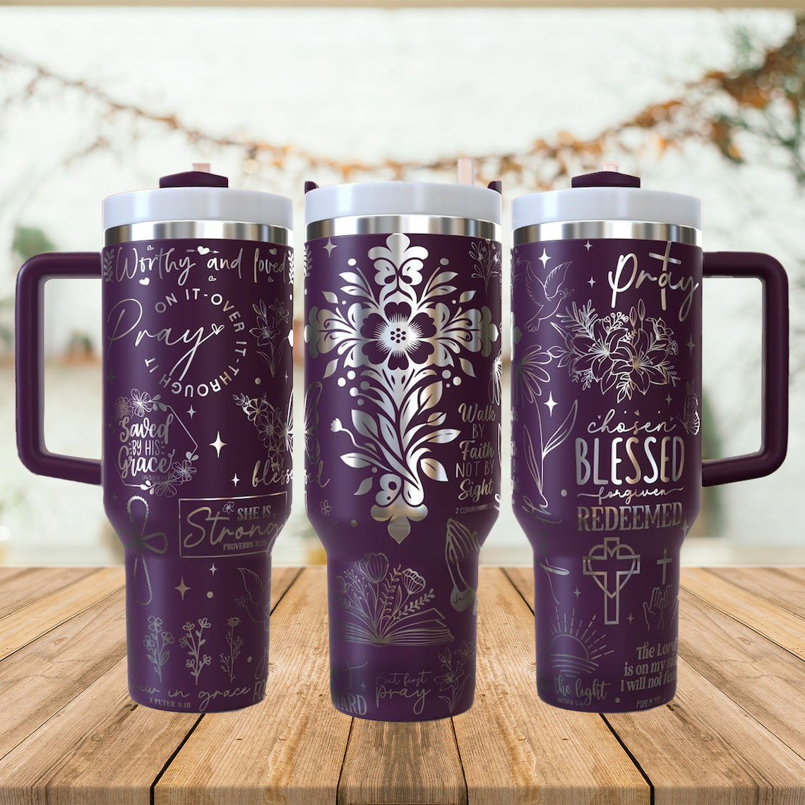 Christian Prayer Jesus Tumbler 30oz/40oz, Jesus Tumbler With Handle, Christian Laser Engraved, LAF07